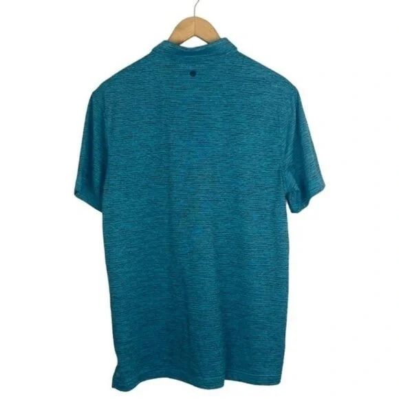 Zella mens Green Driver Performance Golf Polo Marled Teal Porcelain Melange US M - Picture 3 of 9